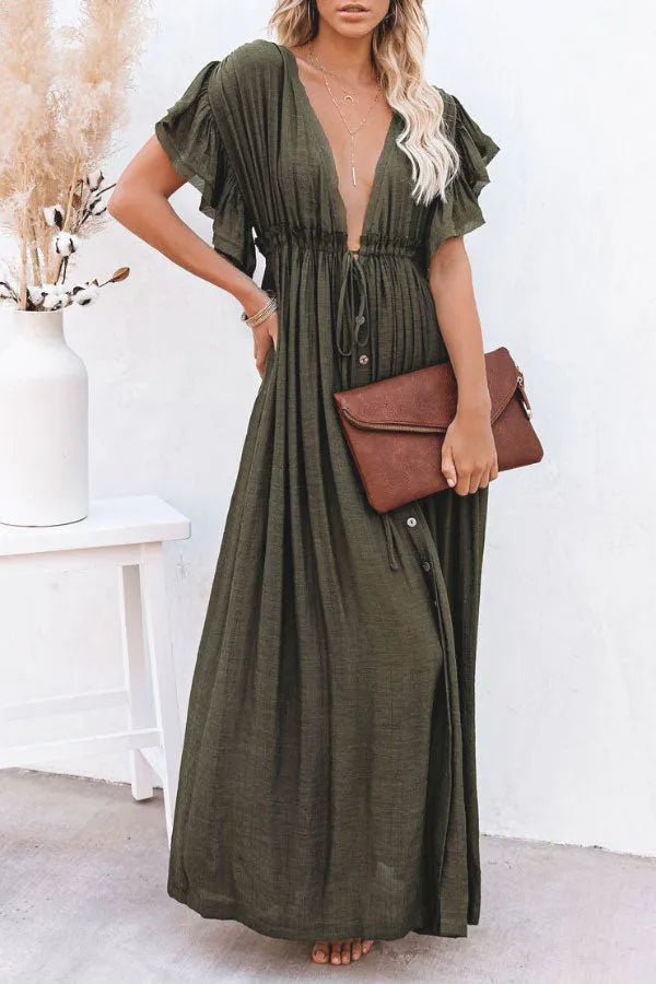 Vestido Fairy Air con cuello en V y mangas con volantes
