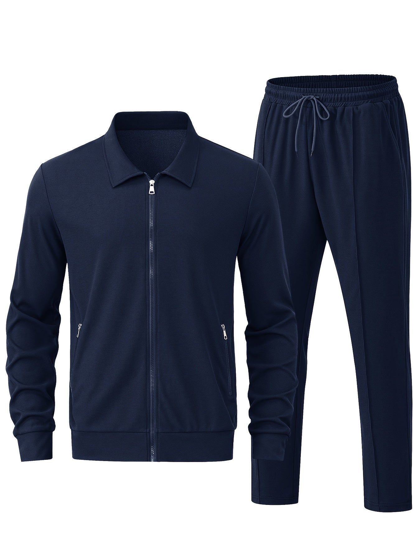 Chaqueta de chándal casual con cremallera y joggers para hombre | Perfecta para actividades al aire libre