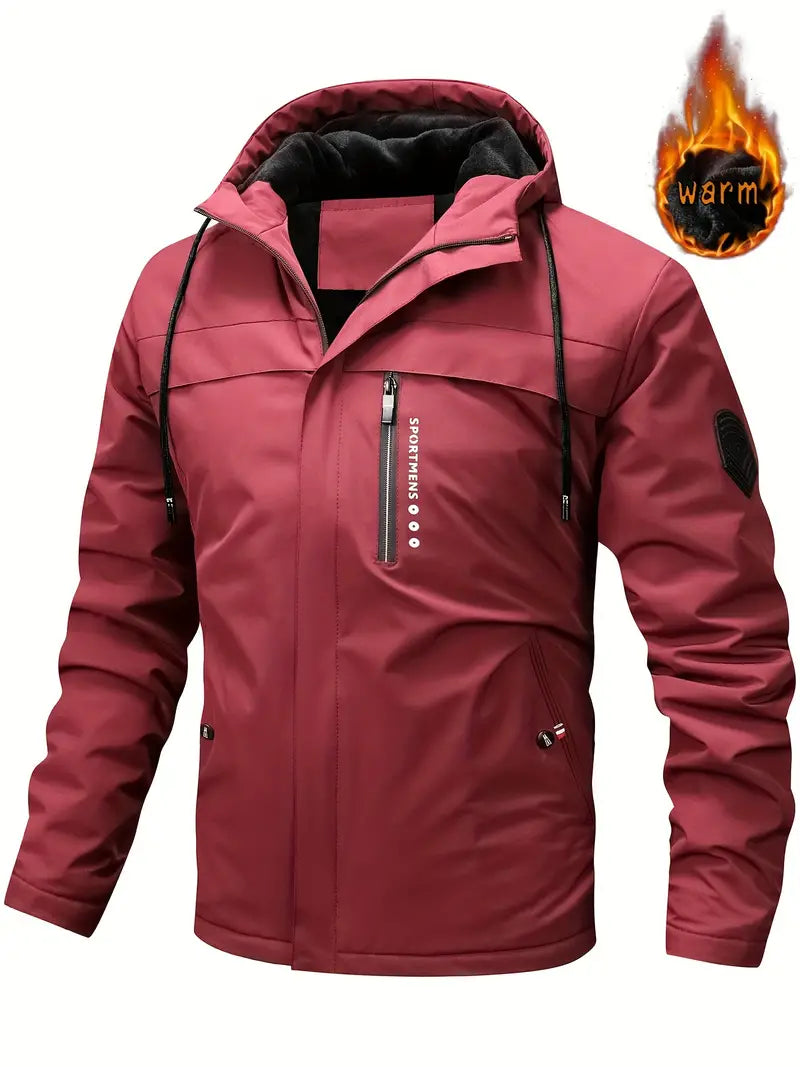 Chaqueta de invierno cálida con forro de piel y bolsillos para hombre | Ideal para el invierno