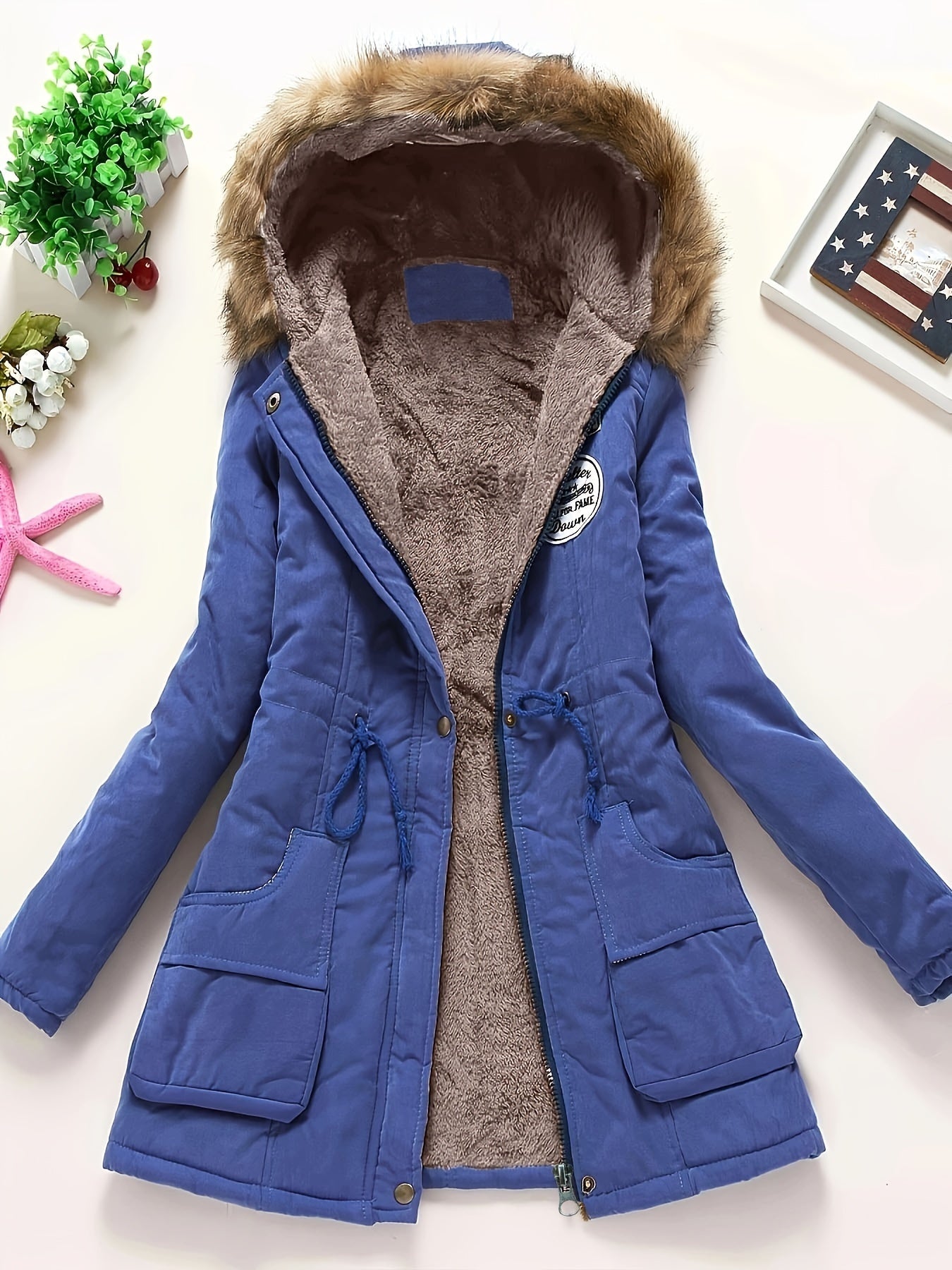 Cálida chaqueta de invierno con forro polar y capucha para mujer | Ideal para otoño/invierno
