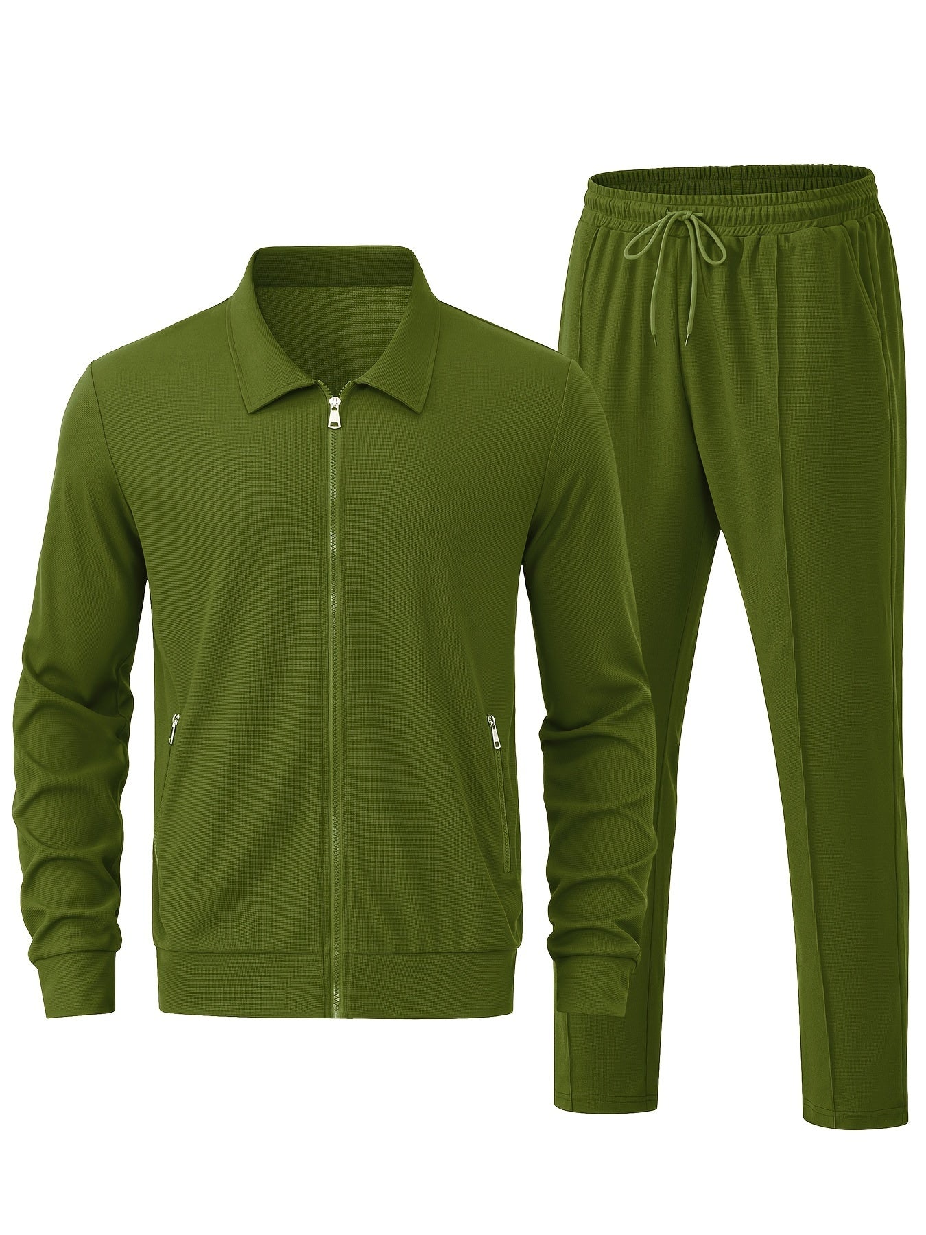 Chaqueta de chándal casual con cremallera y joggers para hombre | Perfecta para actividades al aire libre