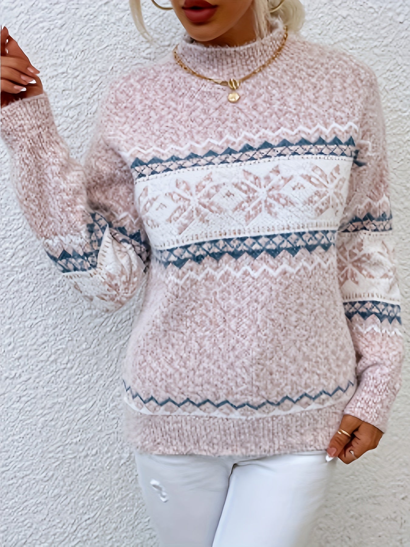 Lina - Jersey copo de nieve para mujer con cuello alto