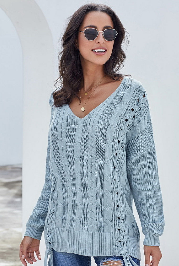 Jersey de punto para mujer con lazos
