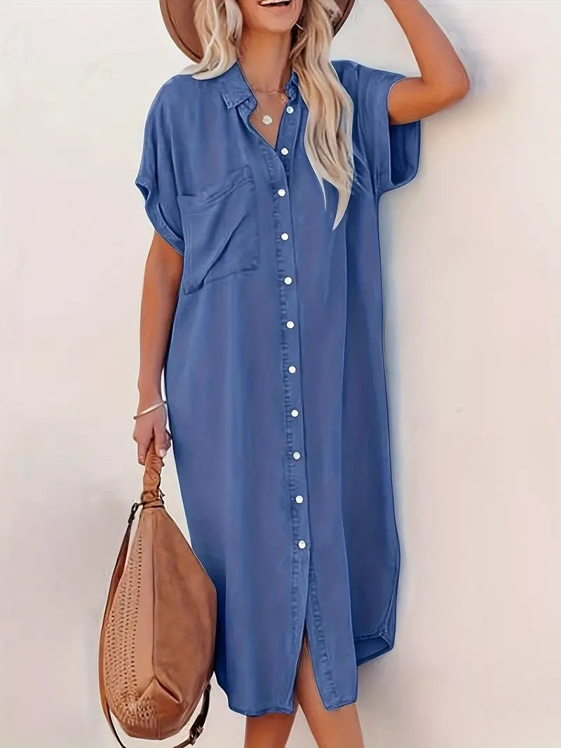 vestido camisero con bolsillos