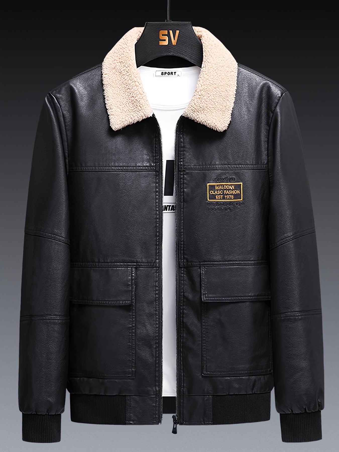 Chaqueta de invierno casual de forro polar de piel vegana para hombre | Ideal para otoño/invierno