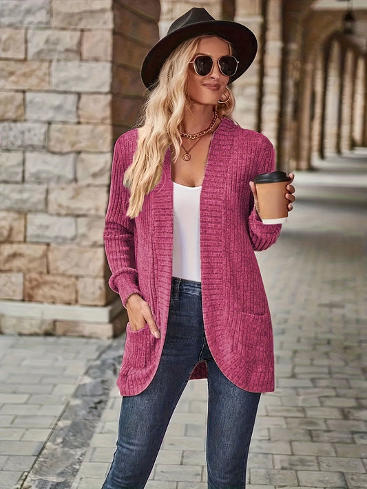 Emilia - Chaleco abierto liso con bolsillos, mujer