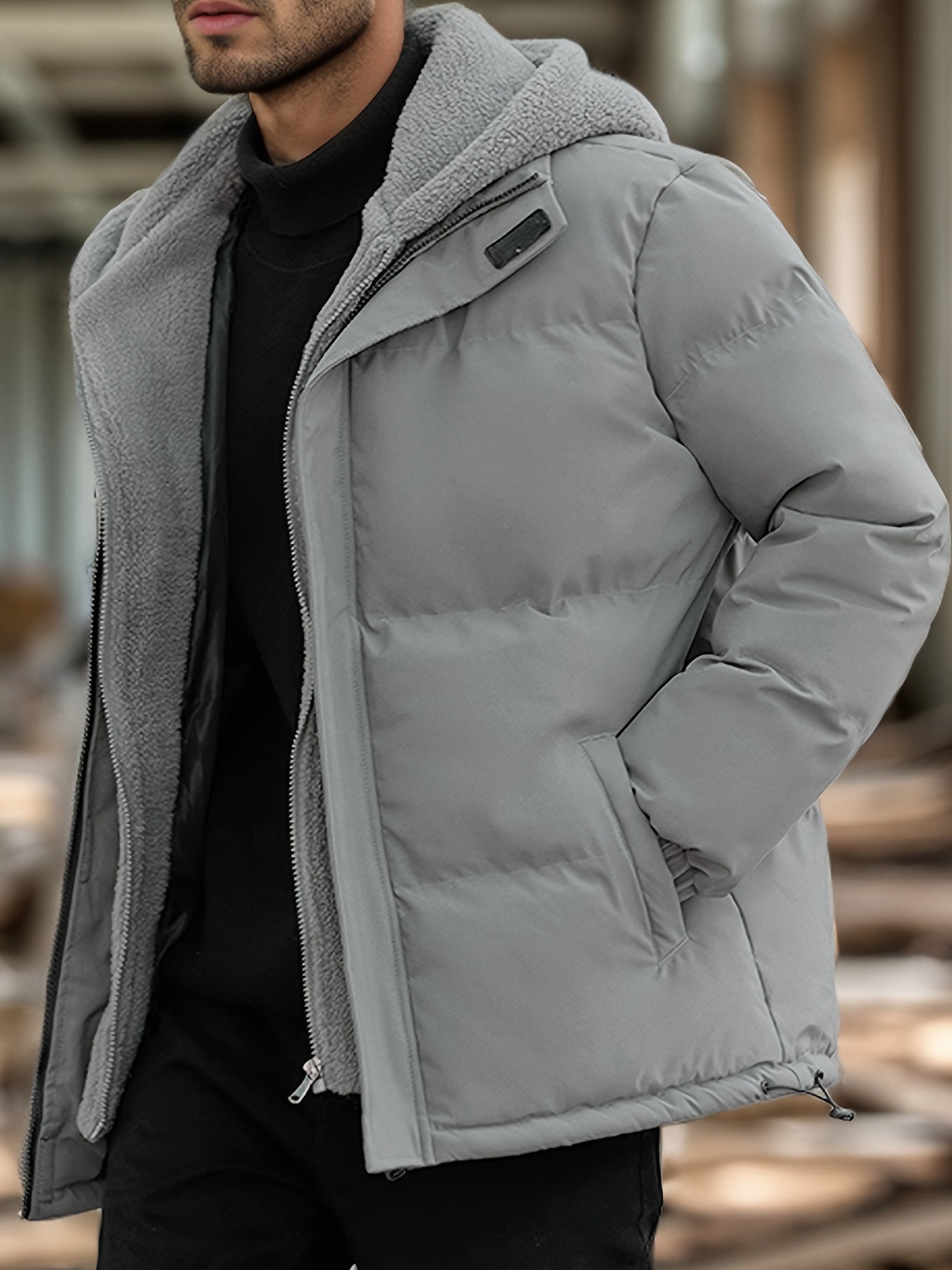 Chaqueta de invierno acolchada y cálida con capucha para hombre | Perfecta para actividades al aire libre