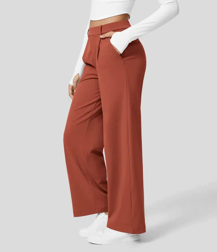 Dorothy - Pantalones rectos elásticos de talle alto para mujer