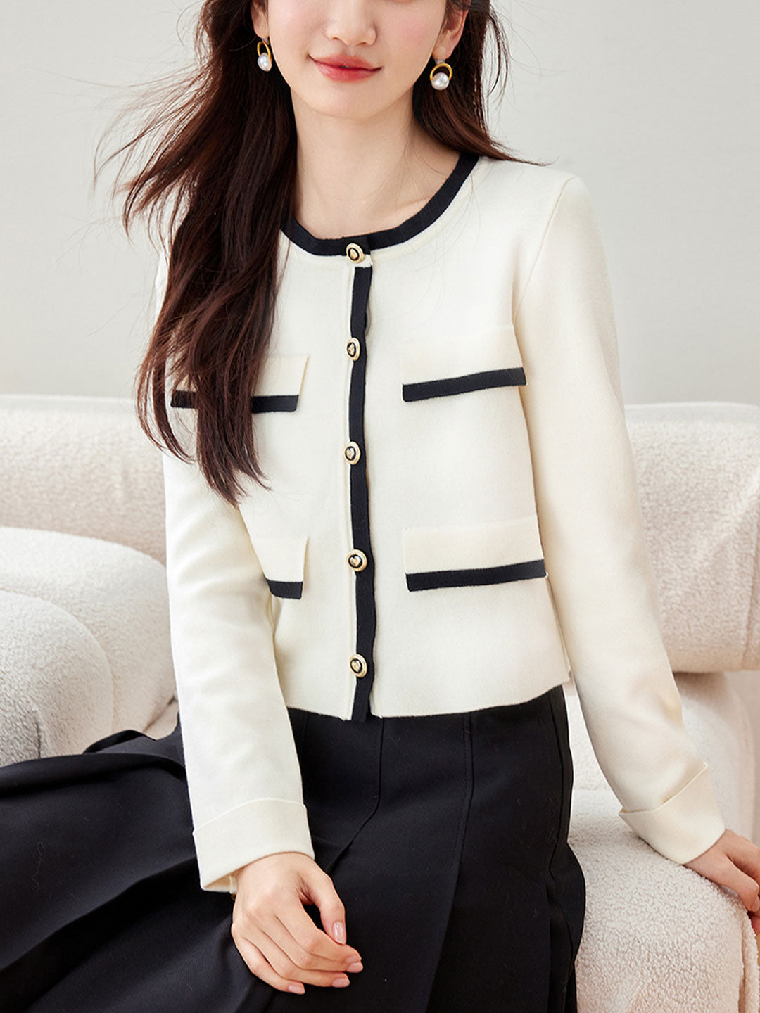 Chaleco Chrys | Chaleco abotonado cuello redondo mujer