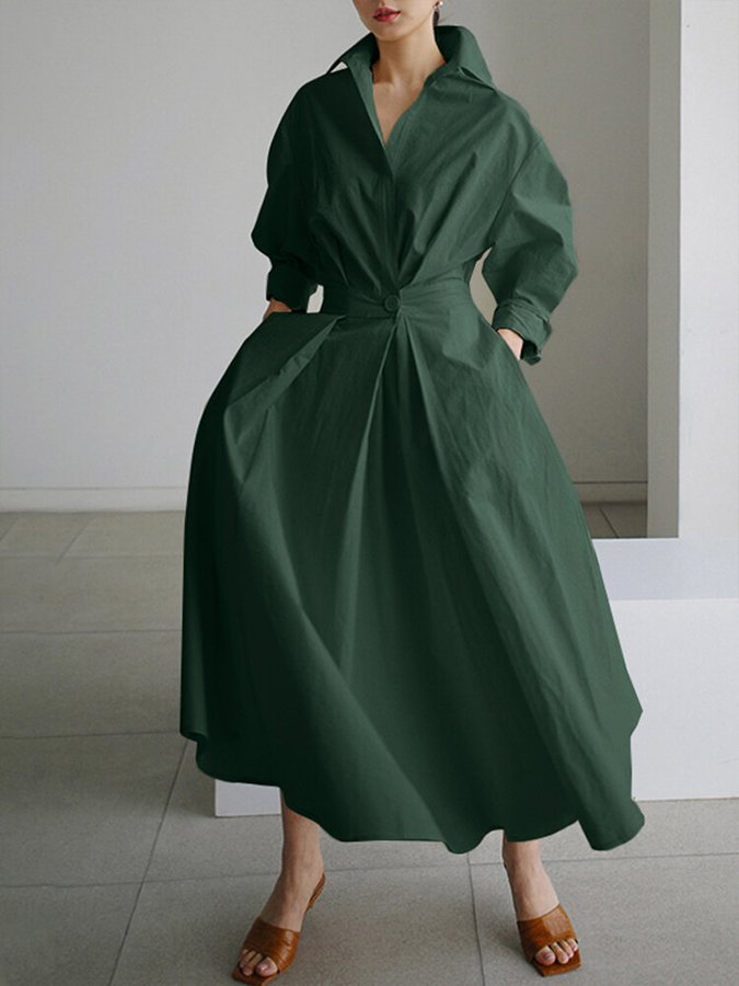 Elegante maxi vestido con sofisticado drapeado