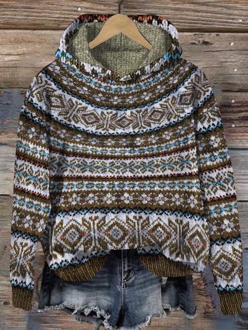 Heidi fashion | Sudadera con capucha de punto islandés