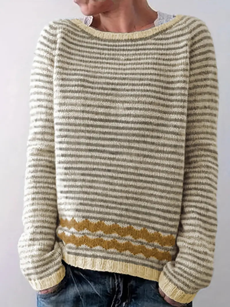 Jersey de rayas de manga larga para mujer