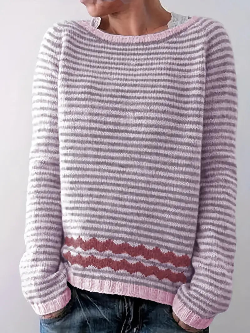 Jersey de rayas de manga larga para mujer