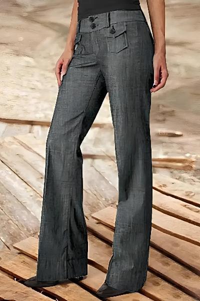 Pantalones elegantes para mujer con bragueta de botones
