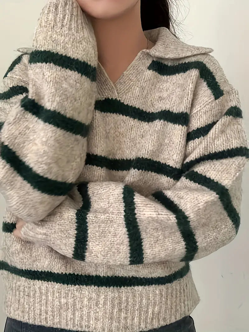 Lena | Jersey de rayas con cuello en V para mujer