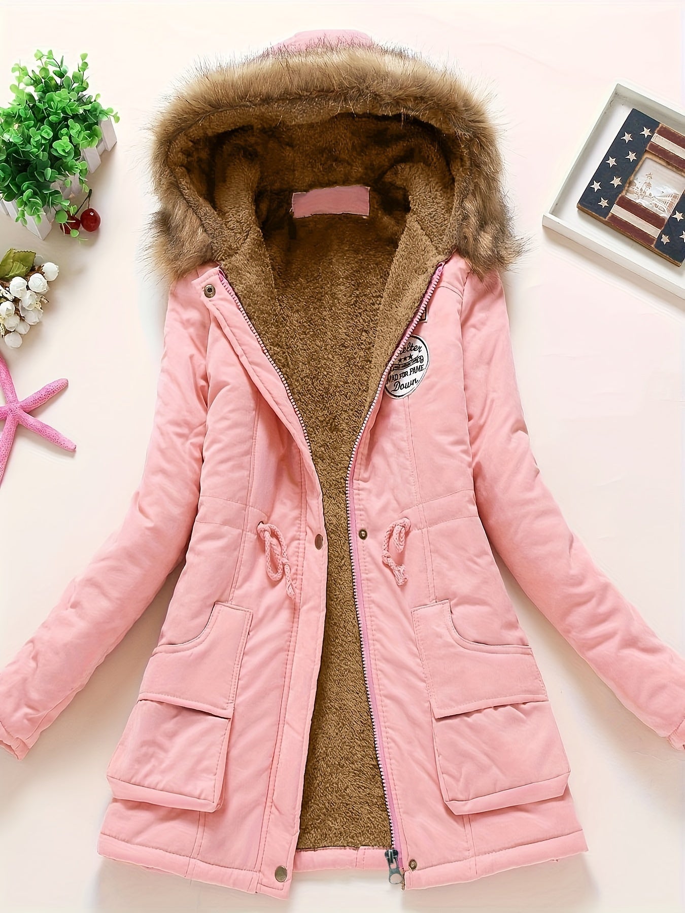 Cálida chaqueta de invierno con forro polar y capucha para mujer | Ideal para otoño/invierno