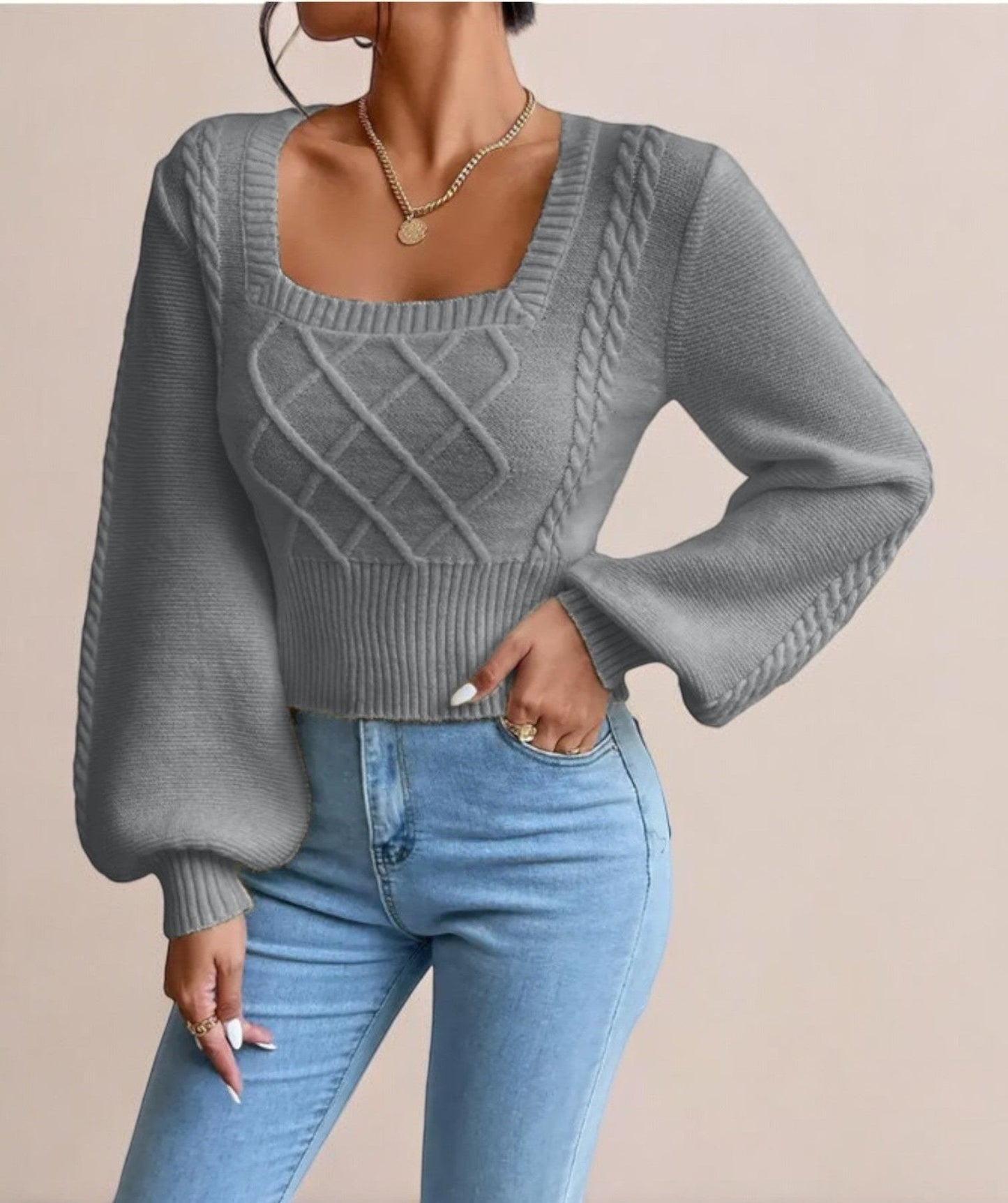 Lily | Jersey de punto para mujer con cuello cuadrado