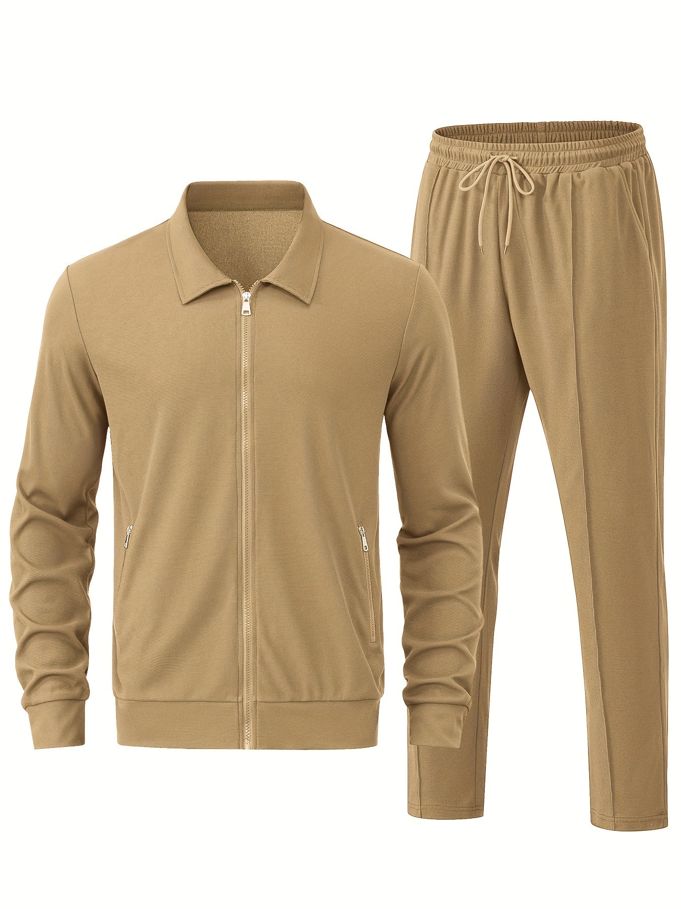 Chaqueta de chándal casual con cremallera y joggers para hombre | Perfecta para actividades al aire libre