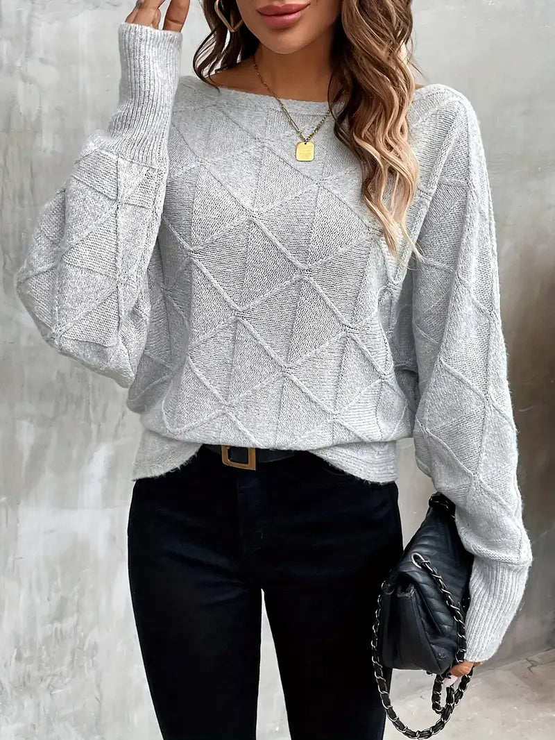 Nora | Jersey de punto texturizado gris para mujer