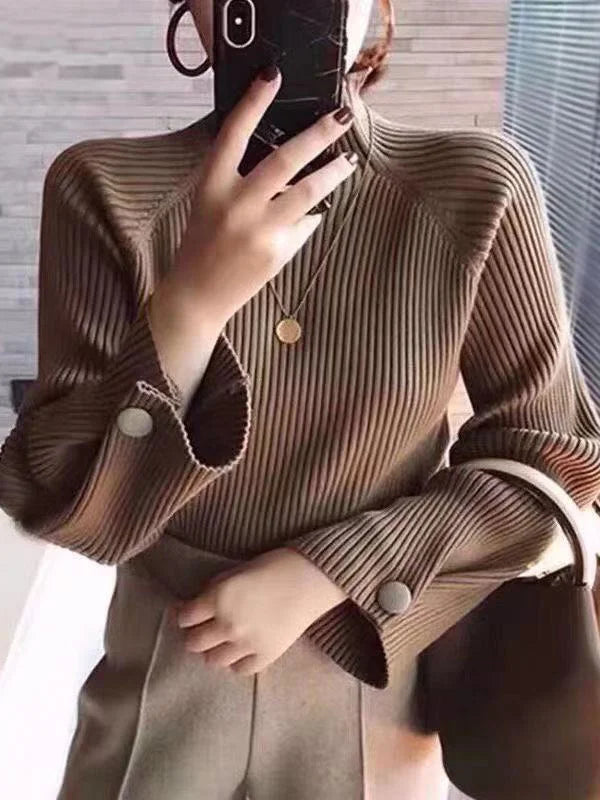 Jersey de cuello alto en colores lisos