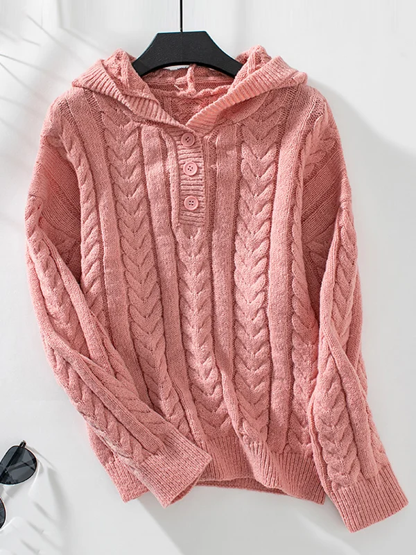 Elegante cárdigan con botones y capucha extragrande para un look elegante y cómodo cuando hace frío