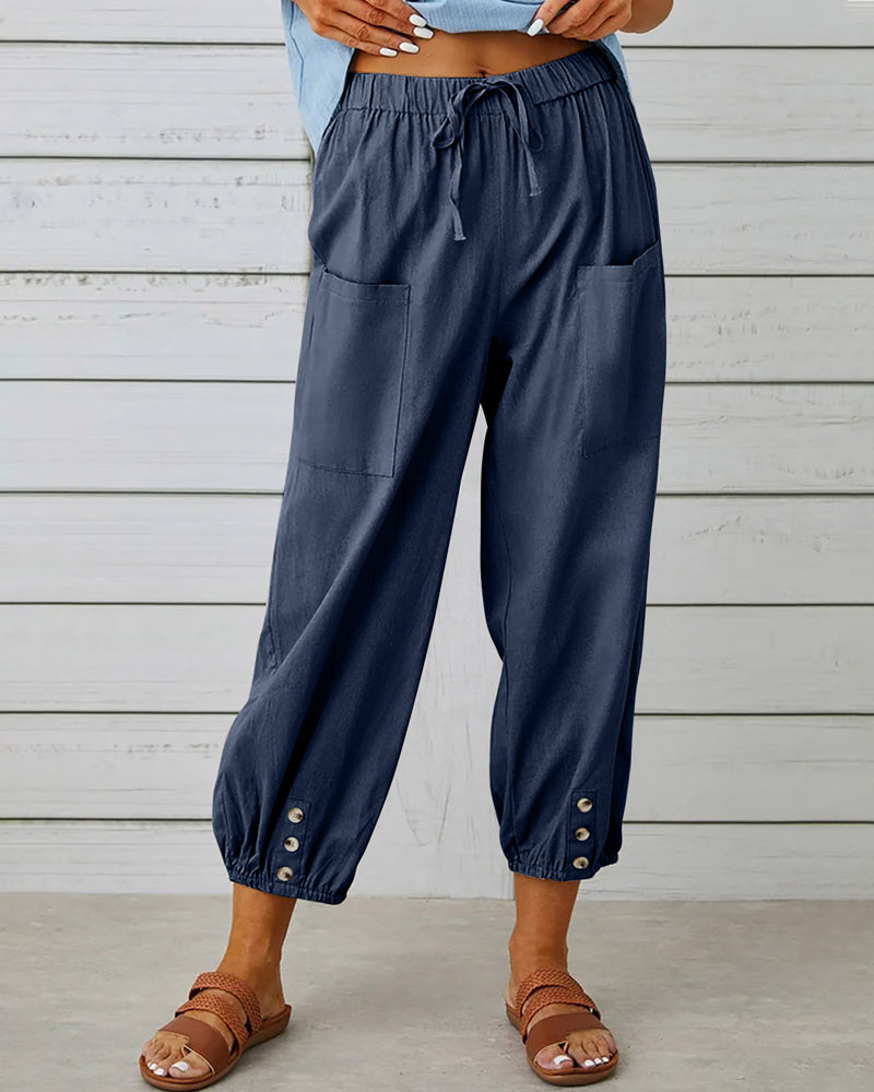 Erinna - Pantalones de yoga capri con cordón de ajuste