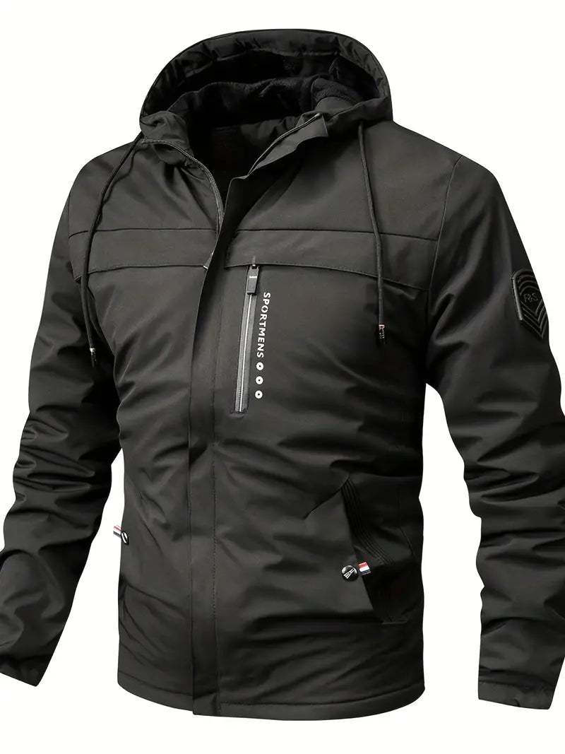 Chaqueta de invierno cálida con forro de piel y bolsillos para hombre | Ideal para el invierno