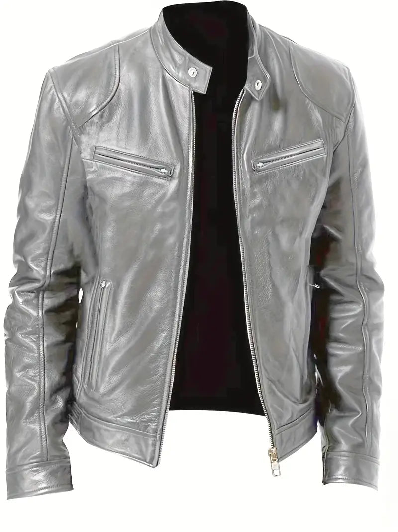Elegante chaqueta de piel con bolsillos para hombre | Chic y perfecta para llevar a diario