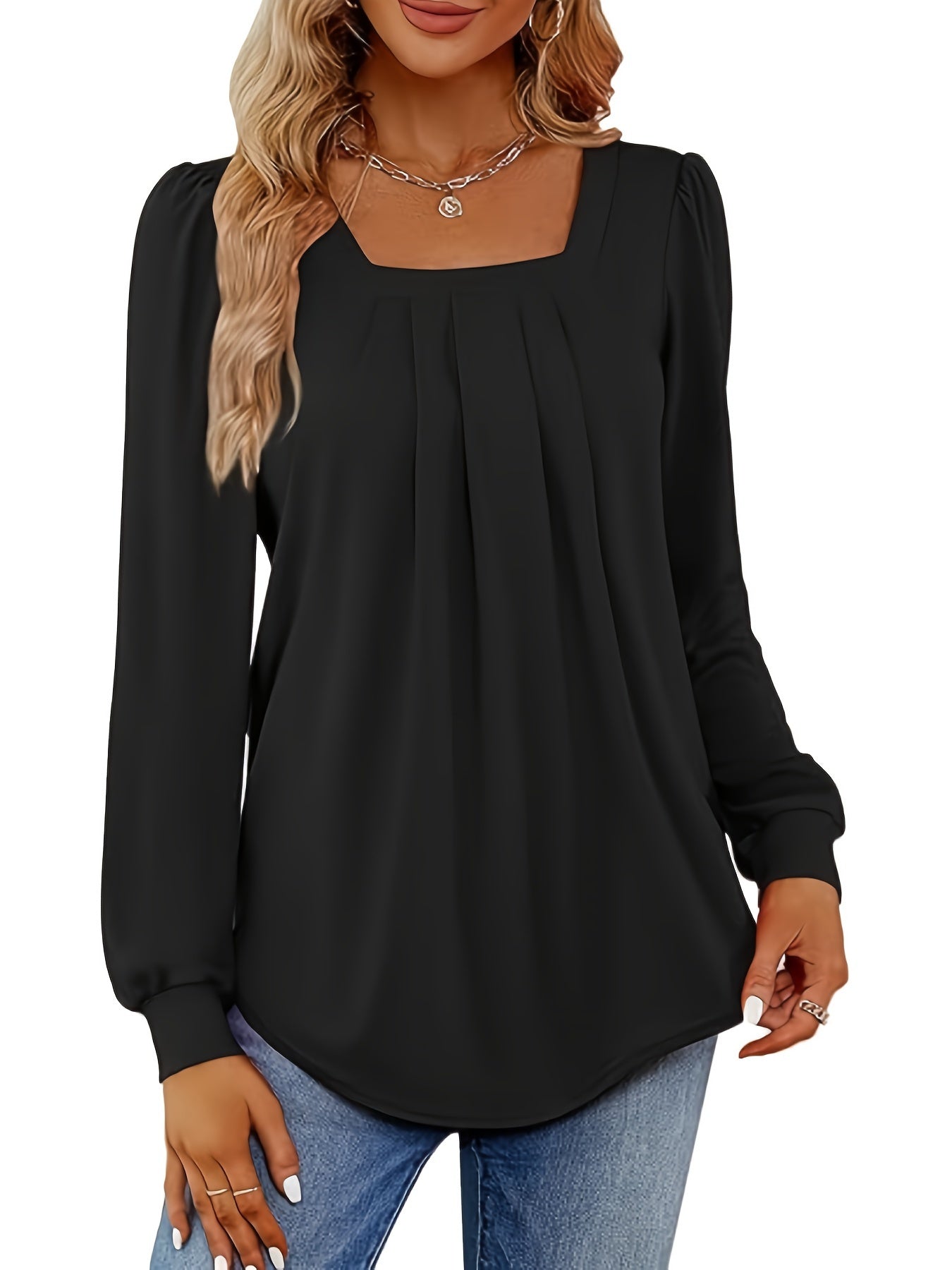 Astralis™ | Blusa elegante con escote cuadrado y pliegues