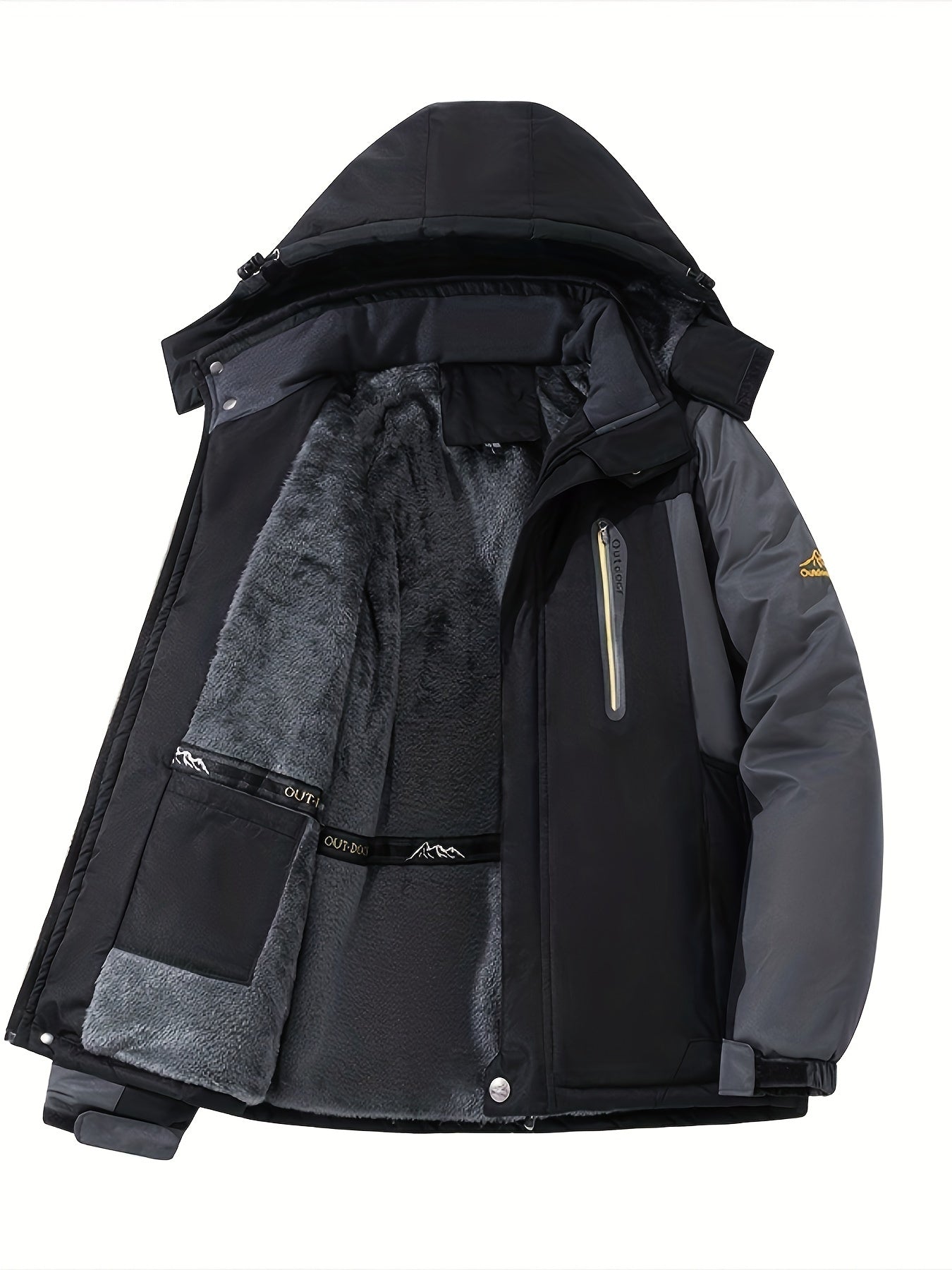 Chaqueta de invierno con bolsillo y solapa de forro polar y cierre de botón para hombre | Perfecta para actividades al aire libre