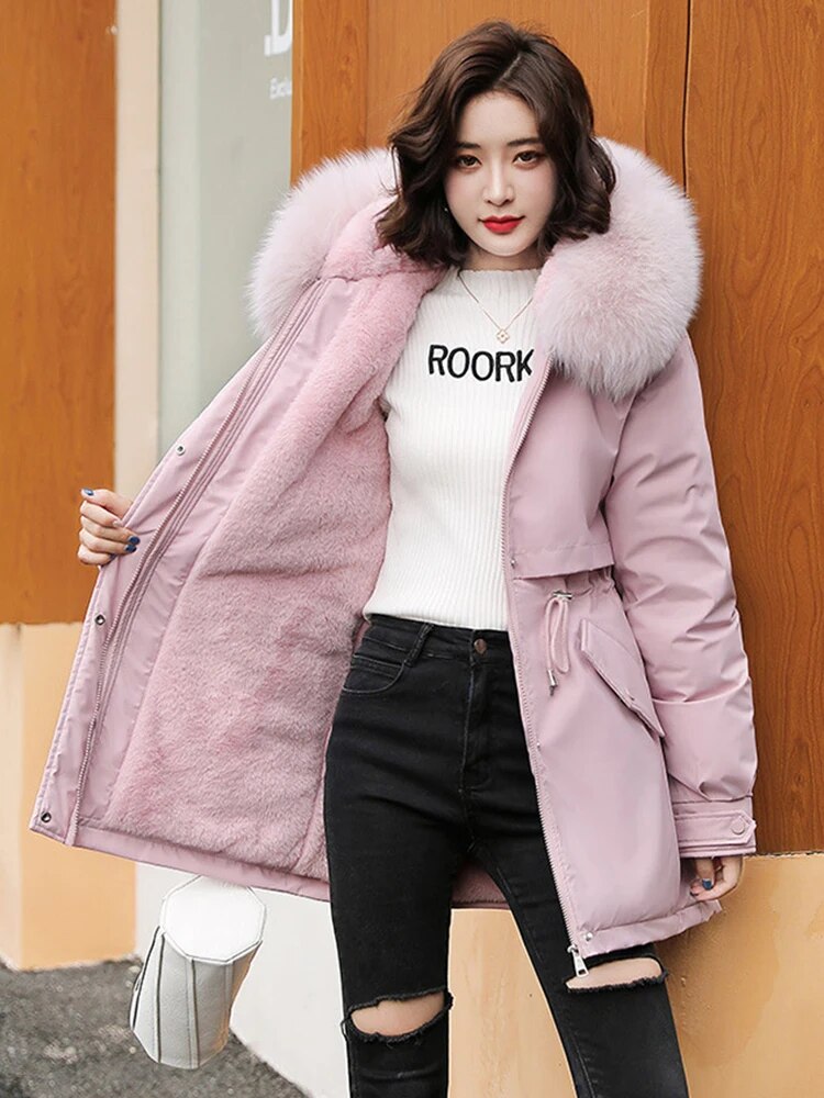 Chaqueta suave con capucha para mujer | Parka acolchada cálida | Abrigo cortaviento para mujer