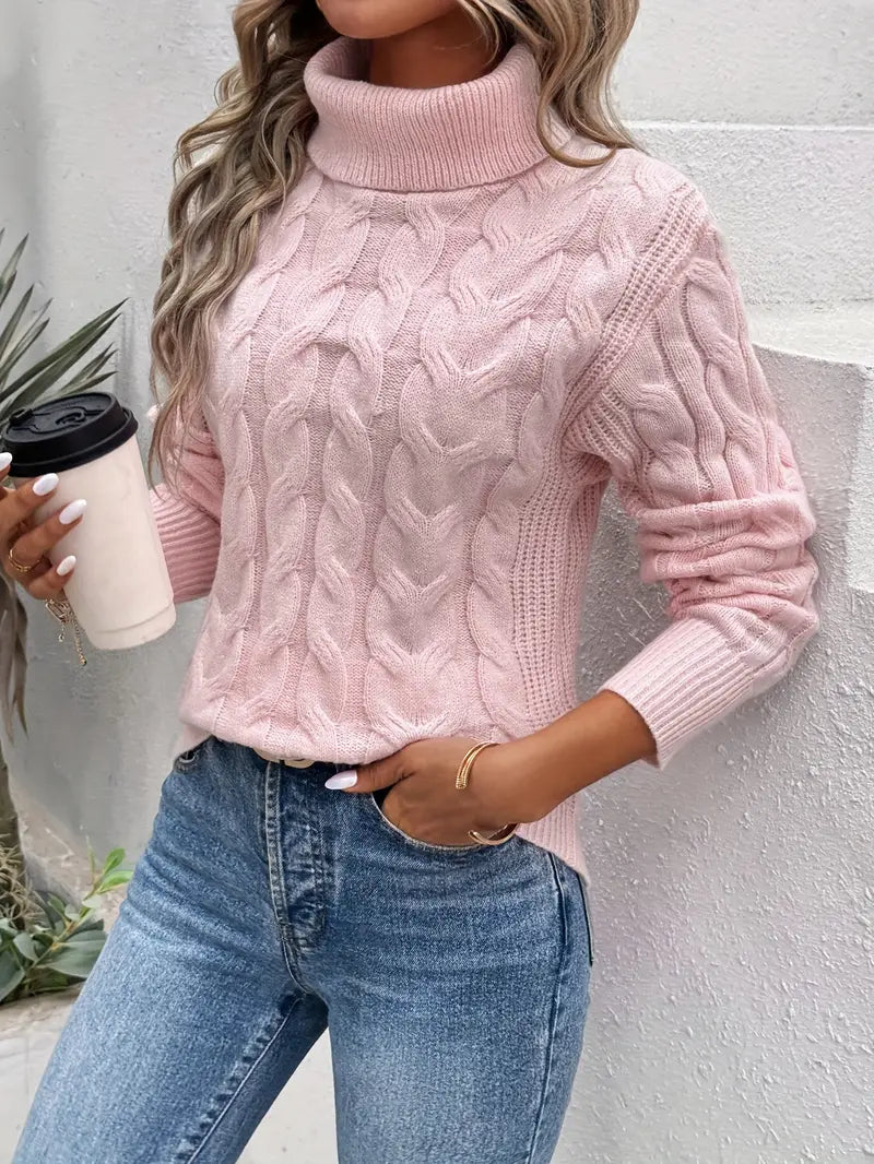 Mila | Jersey de cuello alto de punto trenzado para mujer