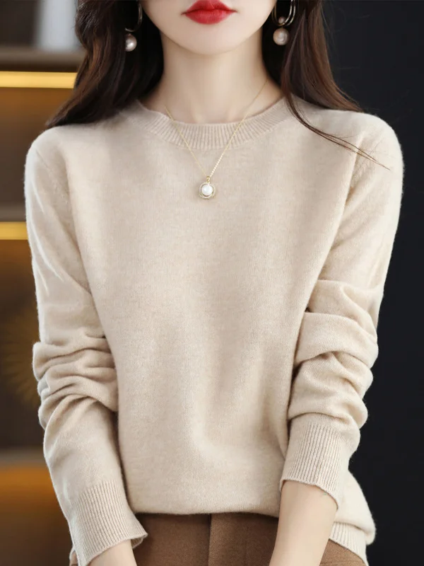 Jersey informal con cuello redondo y mangas largas para un look relajado