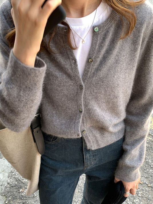 Cárdigan de punto multicapa con cuello redondo