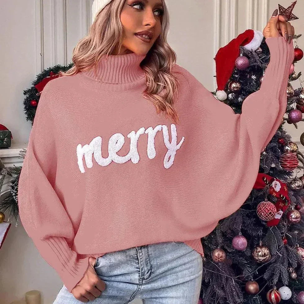 Emerie | cálido jersey festivo de cuello alto para mujer