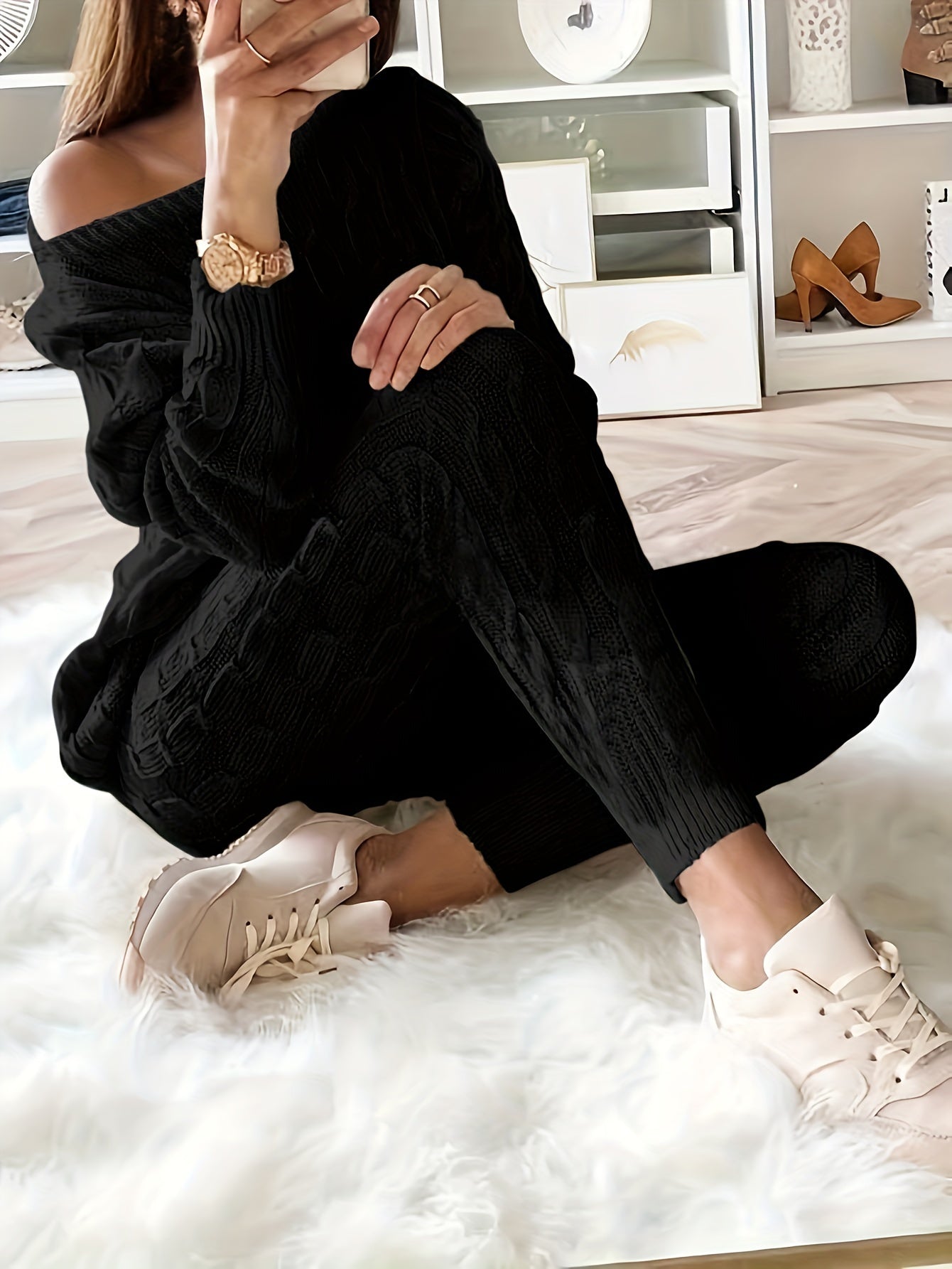 Conjunto de dos piezas para mujer con jersey y pantalón a juego
