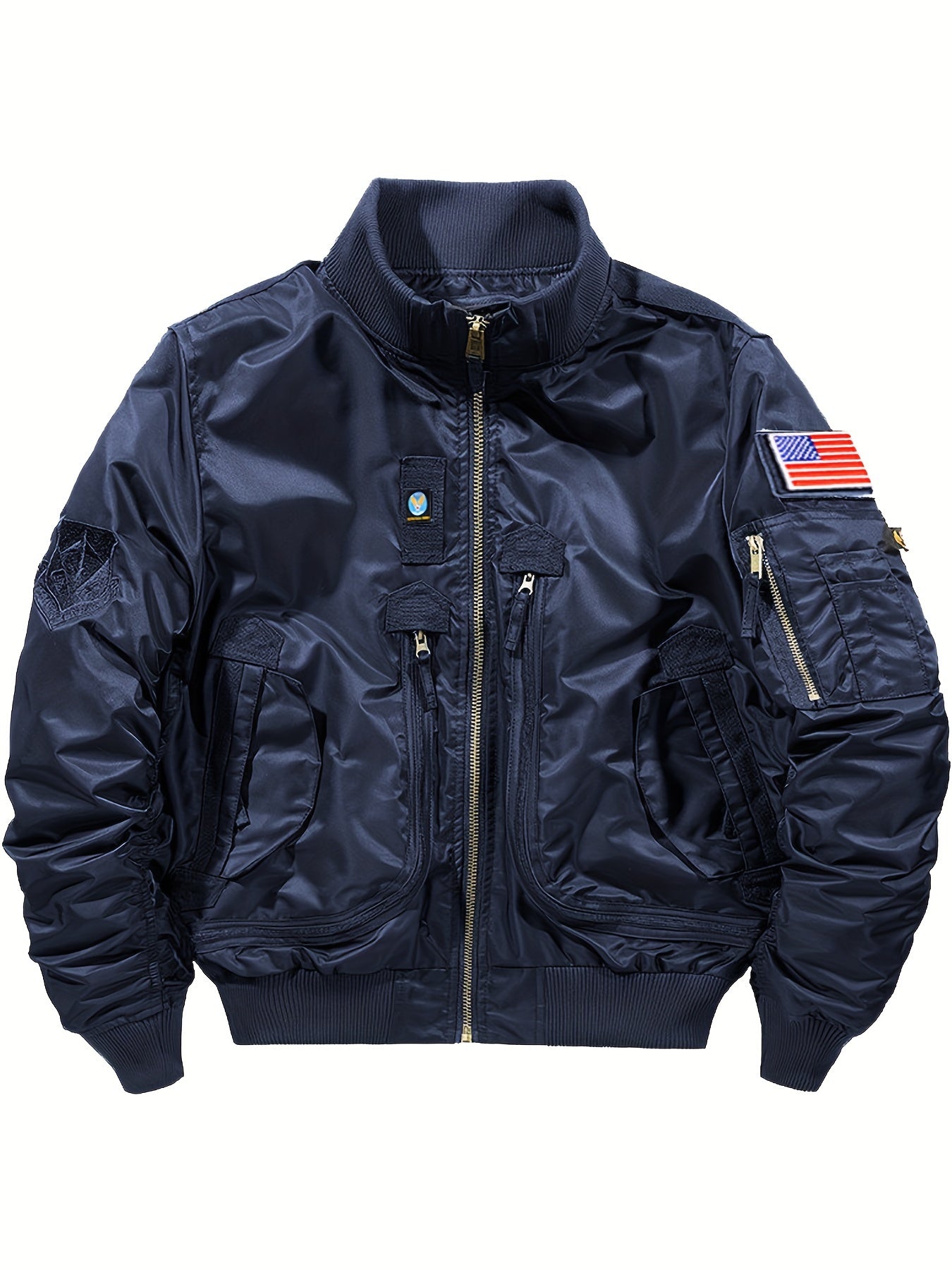 Cálida chaqueta táctica bomber con cuello alto para hombre | Perfecta para actividades al aire libre