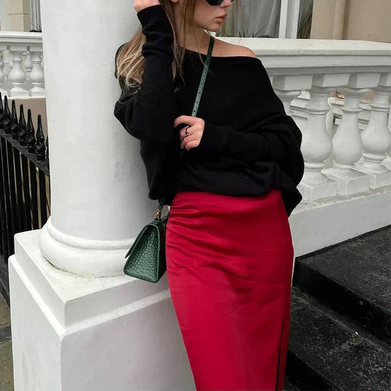 Jersey holgado de mujer con cuello barco