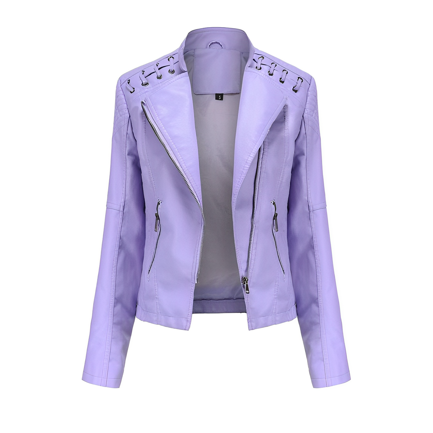Chaqueta de cuero PU con cremallera