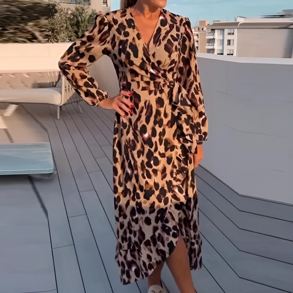 Alice | Vestido de leopardo con cinturón de tela