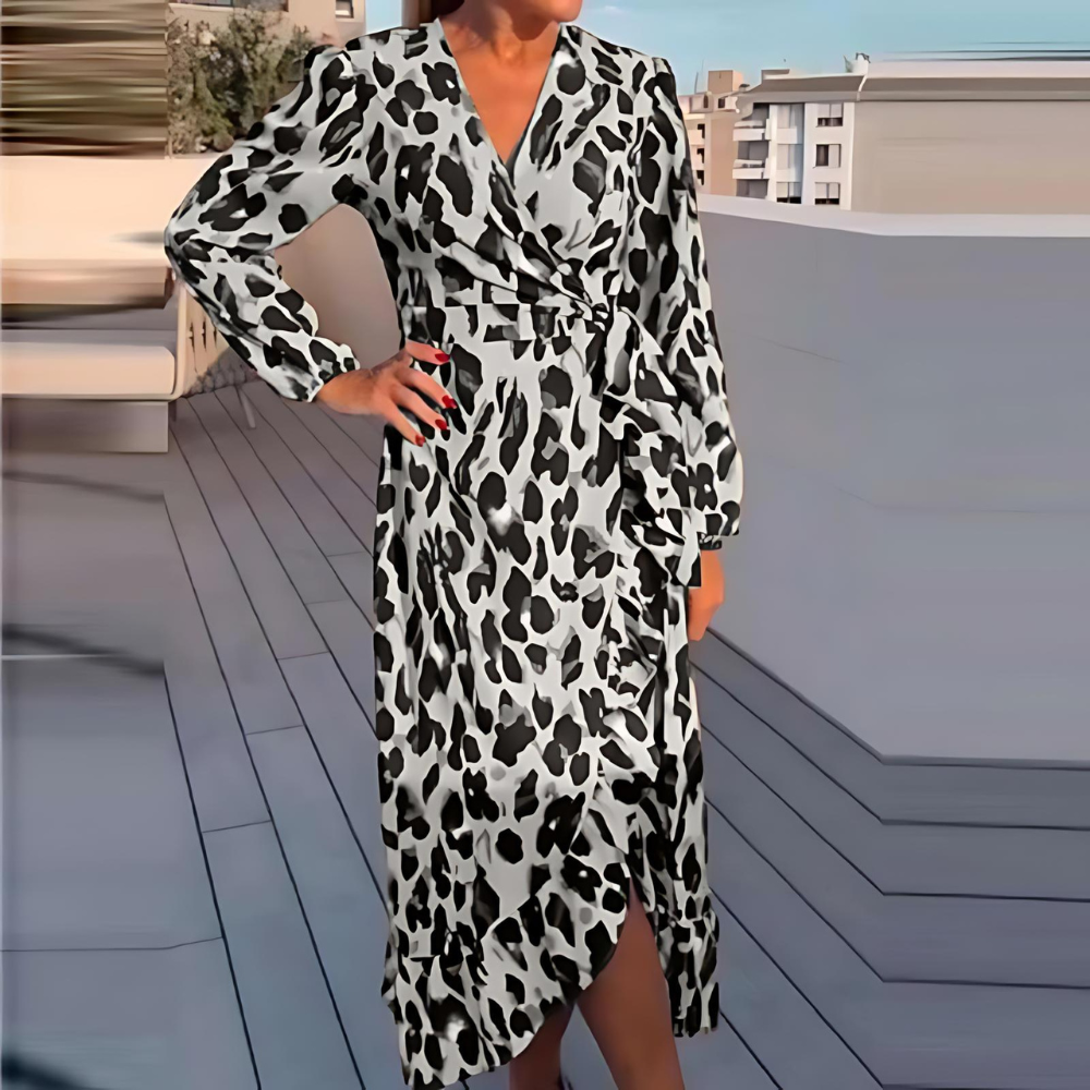 Alice | Vestido de leopardo con cinturón de tela