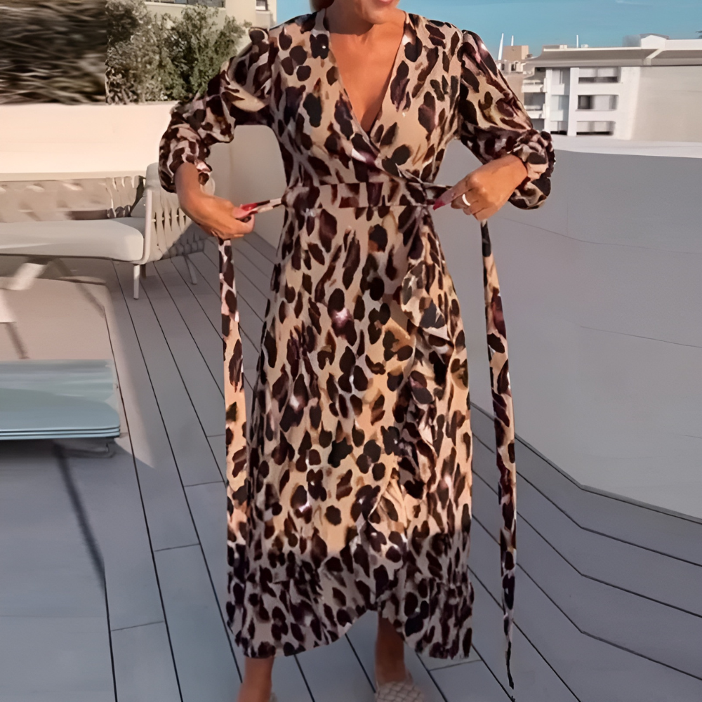 Alice | Vestido de leopardo con cinturón de tela