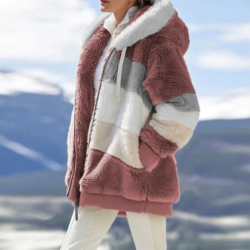 Alice - 2024 Acogedora chaqueta de tweed con capucha y forro de lana afelpada