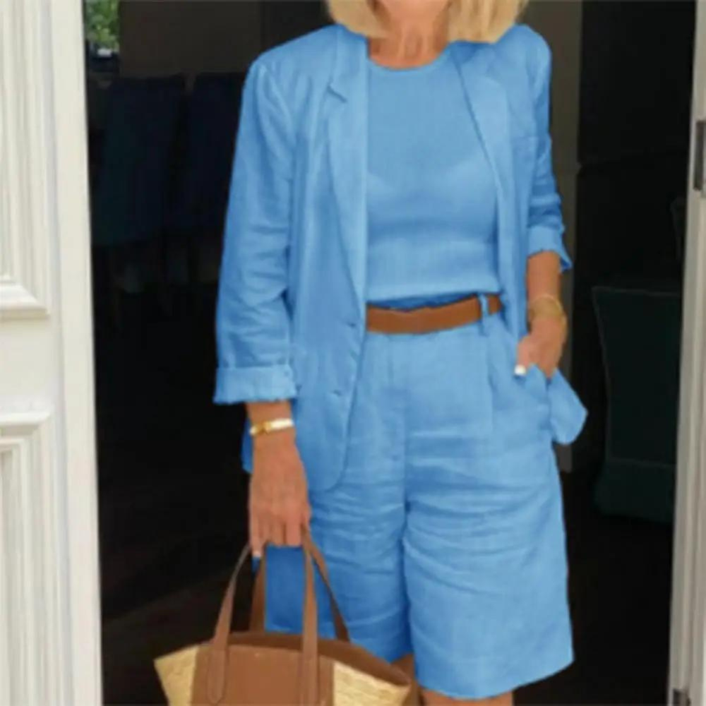 Conjunto de chaqueta y pantalón corto de lujo para mujer