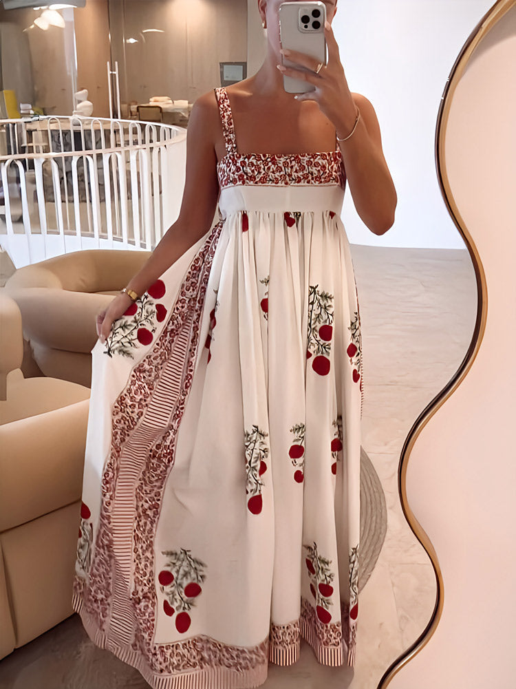 Avani - Maxi vestido con estampado floral y paneles y cuello cuadrado