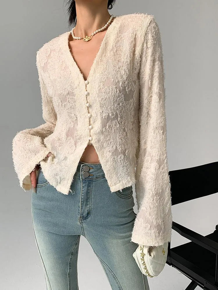 Elegante cárdigan de cuello en V para mujer