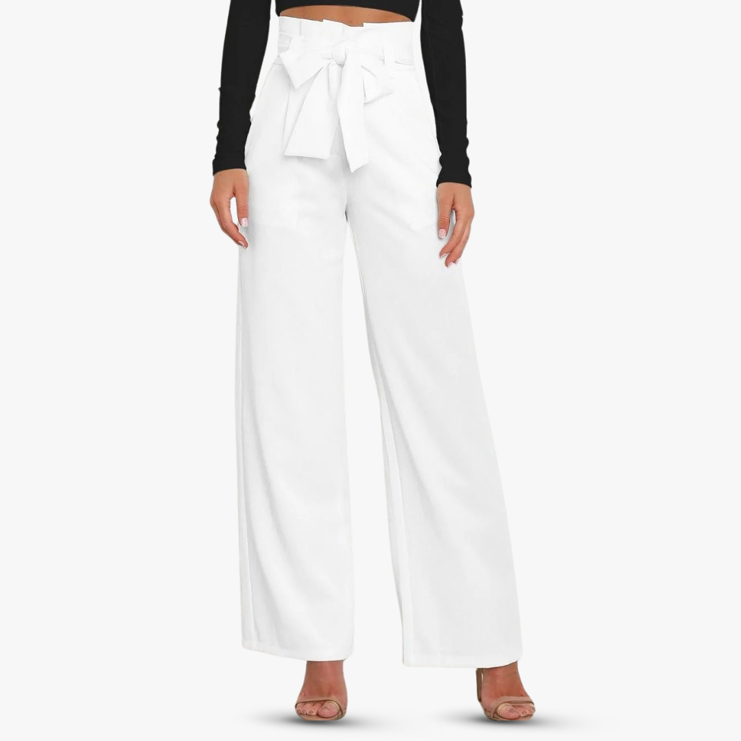 Pantalones anchos de mujer con cinturón de corbata