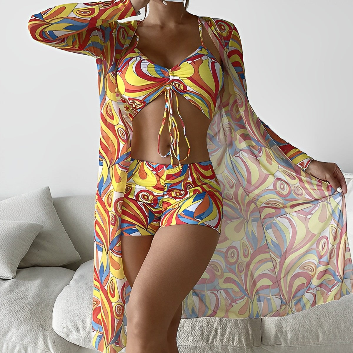 Bañador estampado con remolinos