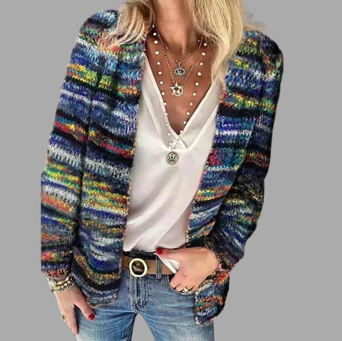 JESSIKA | elegante y colorida chaqueta de punto