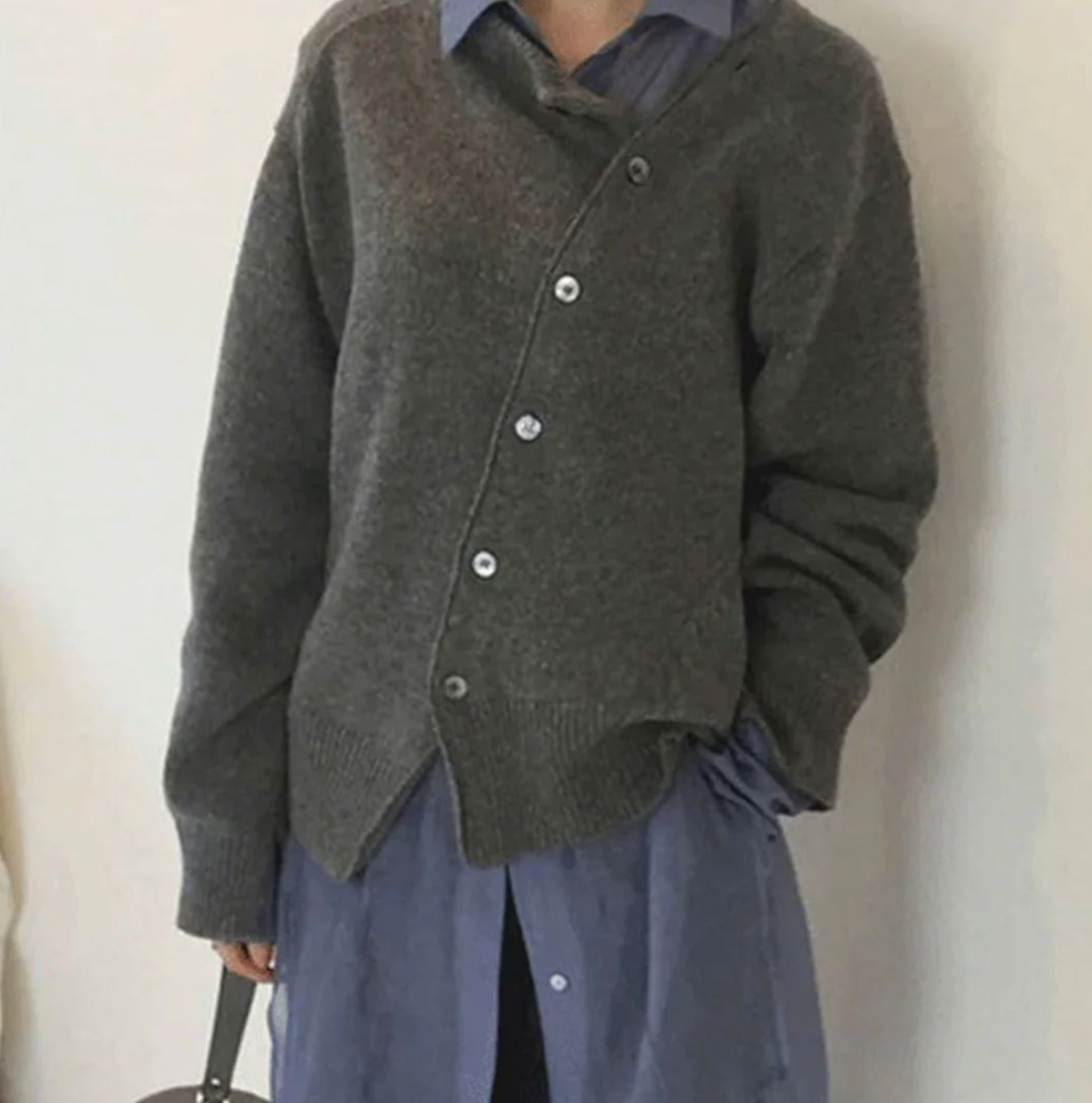 MELLY | Chaqueta de cachemira suave con cierre diagonal de botones